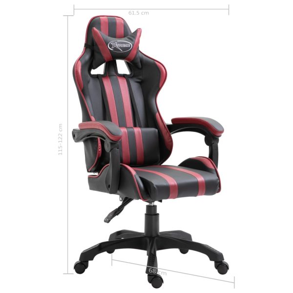 Cadeira de gaming couro artificial vermelho tinto - Image 9