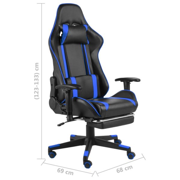 Cadeira de gaming giratória com apoio de pés PVC azul - Image 9