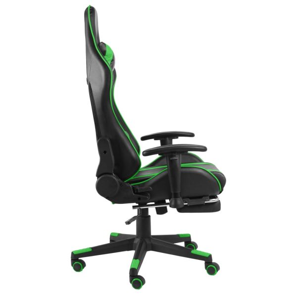 Cadeira de gaming giratória com apoio de pés PVC verde - Image 3