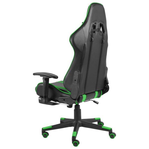 Cadeira de gaming giratória com apoio de pés PVC verde - Image 4