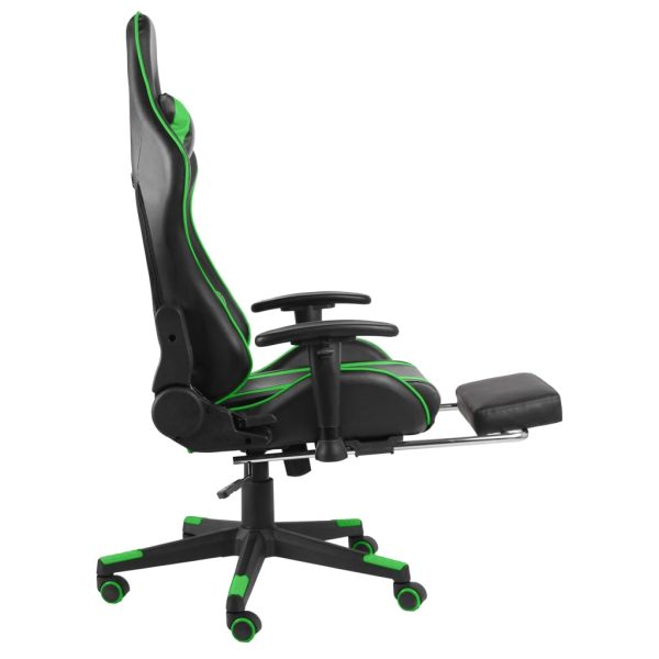 Cadeira de gaming giratória com apoio de pés PVC verde - Image 6