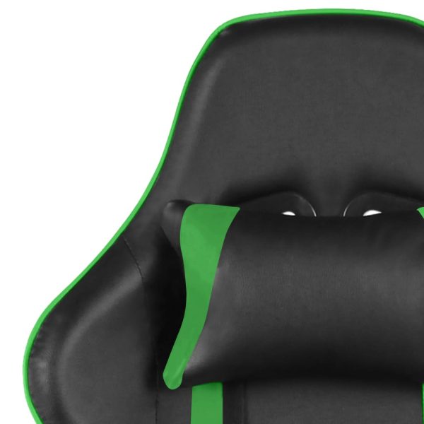 Cadeira de gaming giratória com apoio de pés PVC verde - Image 7