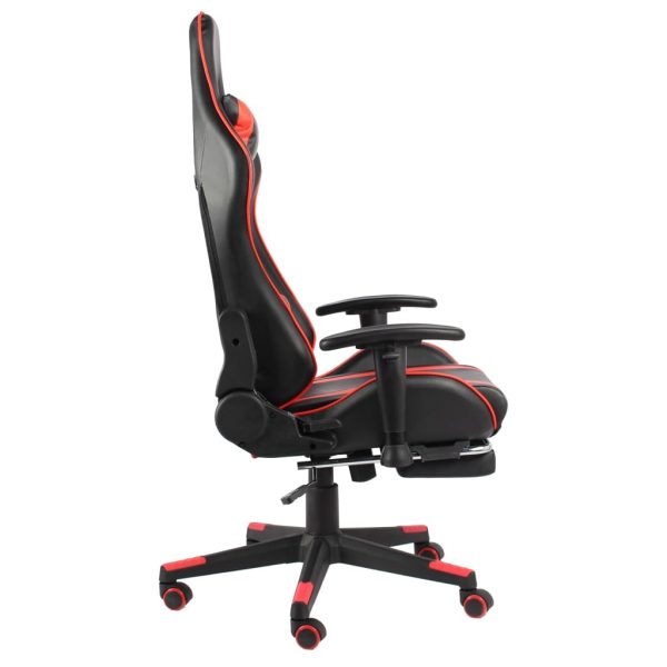 Cadeira de gaming giratória com apoio de pés PVC vermelho - Image 3