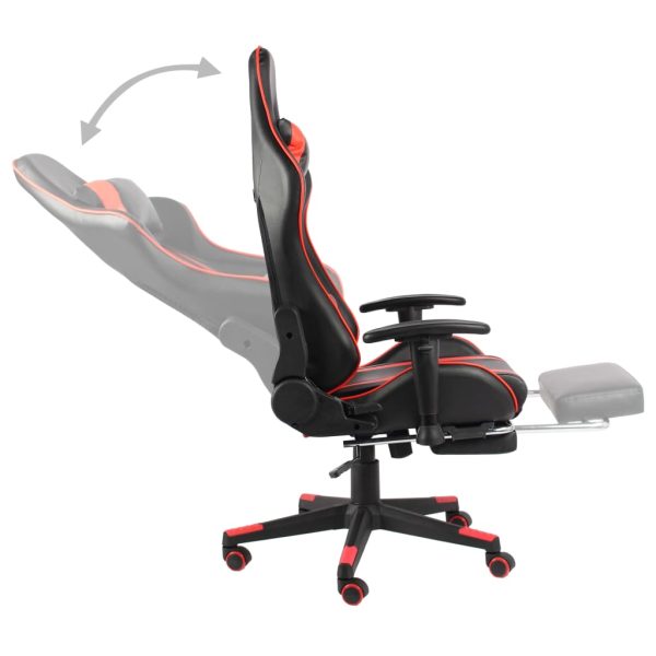 Cadeira de gaming giratória com apoio de pés PVC vermelho - Image 5