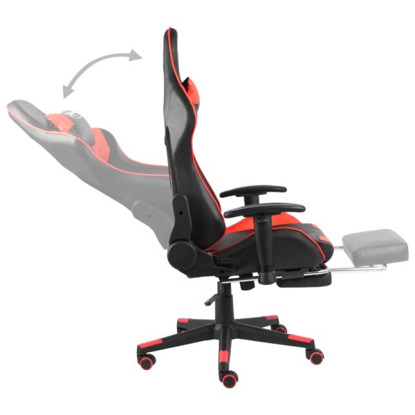 Cadeira de gaming giratória com apoio de pés PVC vermelho - Image 6