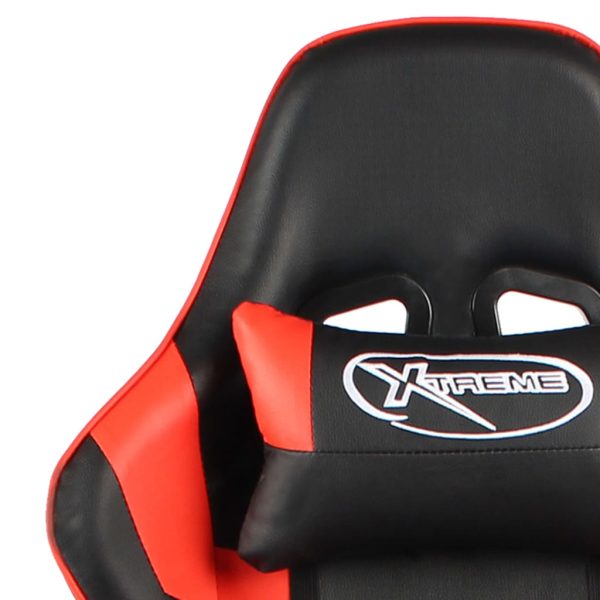 Cadeira de gaming giratória com apoio de pés PVC vermelho - Image 7