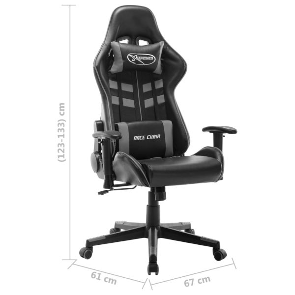 Cadeira de gaming couro artificial preto e cinzento - Image 8