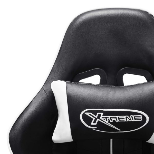 Cadeira de gaming couro artificial preto e branco - Image 6