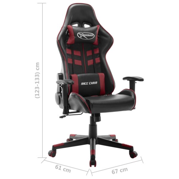 Cadeira de gaming couro artificial preto e vermelho tinto - Image 8