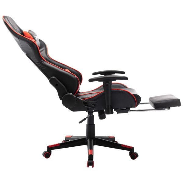 Cadeira gaming c/ apoio de pés couro artificial preto/vermelho - Image 5