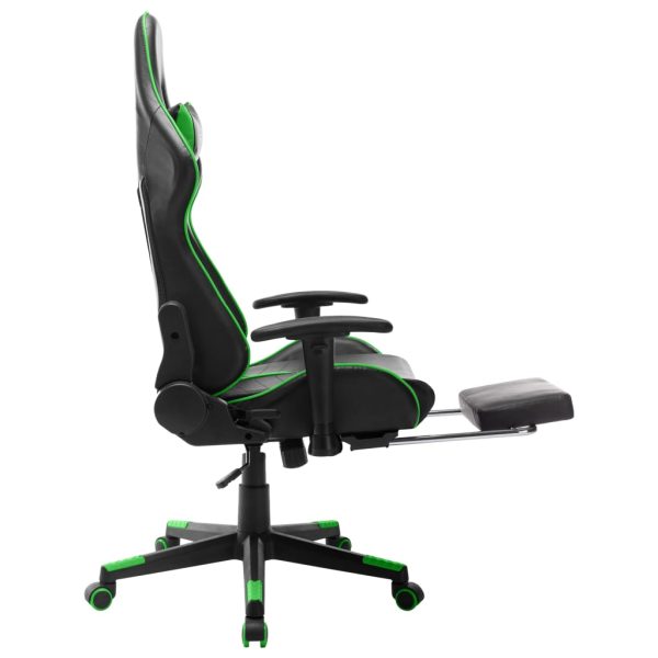 Cadeira de gaming c/ apoio de pés couro artificial preto/verde - Image 5