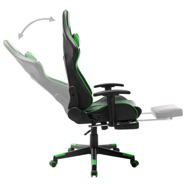 Cadeira de gaming c/ apoio de pés couro artificial preto/verde - Image 6