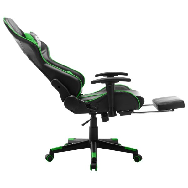 Cadeira de gaming c/ apoio de pés couro artificial preto/verde - Image 7