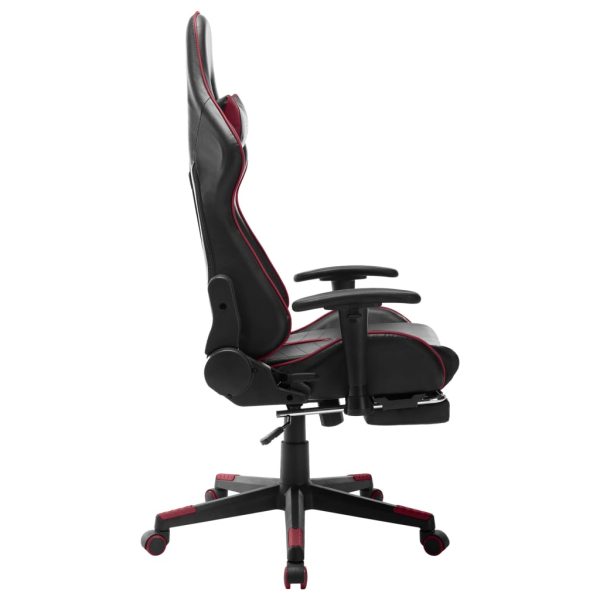 Cadeira gaming c/ apoio de pés couro art. preto/vermelho tinto - Image 3
