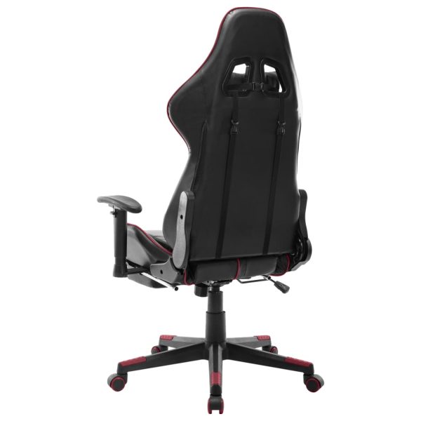Cadeira gaming c/ apoio de pés couro art. preto/vermelho tinto - Image 4