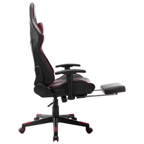 Cadeira gaming c/ apoio de pés couro art. preto/vermelho tinto - Image 5