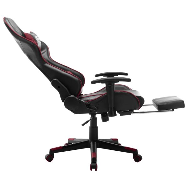 Cadeira gaming c/ apoio de pés couro art. preto/vermelho tinto - Image 7