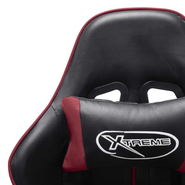 Cadeira gaming c/ apoio de pés couro art. preto/vermelho tinto - Image 9