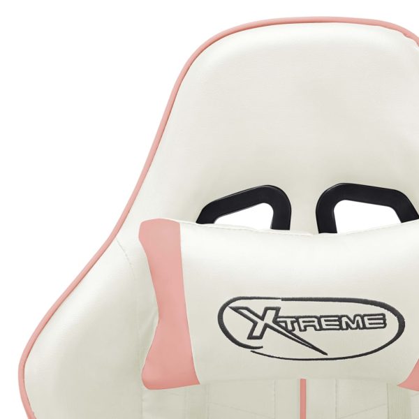 Cadeira de gaming couro artificial branco e cor-de-rosa - Image 6