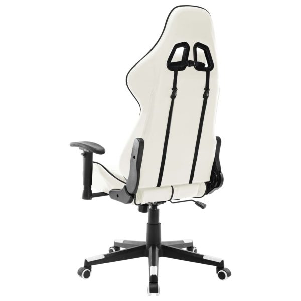 Cadeira de gaming couro artificial branco e preto - Image 4