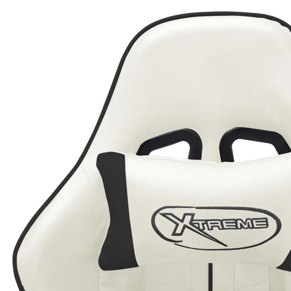 Cadeira de gaming couro artificial branco e preto - Image 6