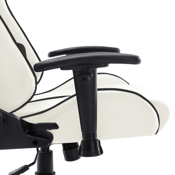 Cadeira de gaming couro artificial branco e preto - Image 7