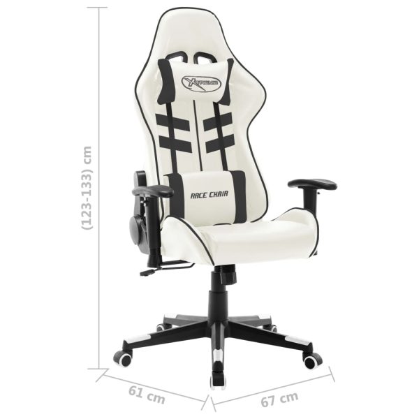 Cadeira de gaming couro artificial branco e preto - Image 8