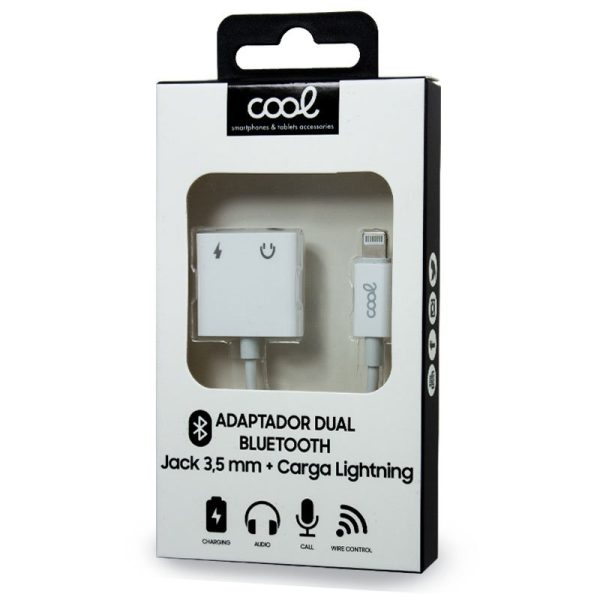 Adaptador Dual Bluetooth Jack 3,5 mm + Carga Lightning COOL - Image 2