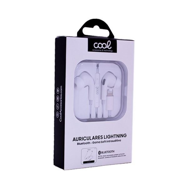 Auriculares Blancos COOL Stereo Con Micro para iPhone - Goma IN-EAR (Lightning Bluetooth) - Image 4