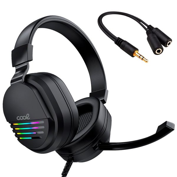 Auriculares Stereo PC / PS4 / PS5 / Xbox Gaming COOL Nitro Iluminación + Adapt. Audio - Image 2