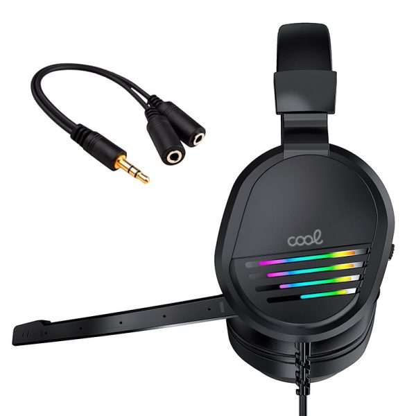 Auriculares Stereo PC / PS4 / PS5 / Xbox Gaming COOL Nitro Iluminación + Adapt. Audio - Image 3