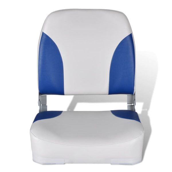 Assentos barco 2 pcs encosto dobrável azul/branco 41x36x48 cm - Image 3