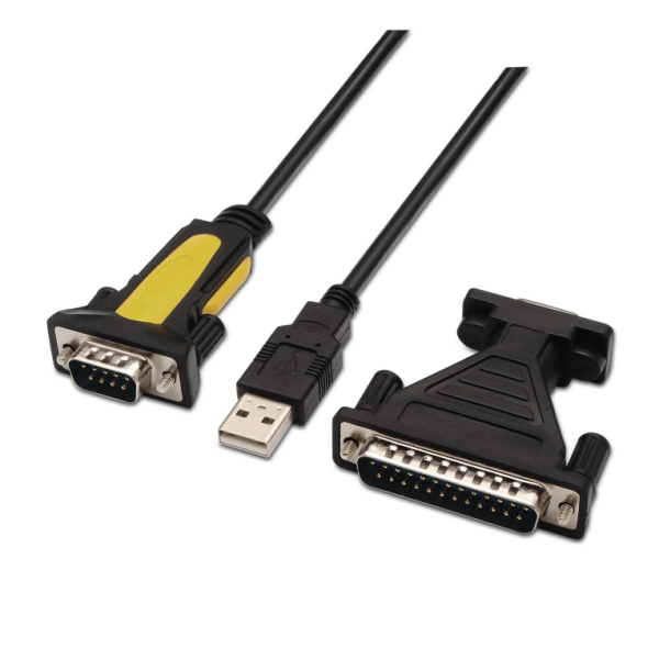 CONVERSOR AISENS USB A SERIE TIPO A M-RS232 DB9 M DB25 M NEGRO 1.8M