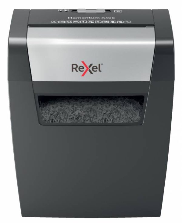 Rexel Destructora Papel Momentum x406 - P4, Corte Confeti 4x30mm - Funcionamiento Ininterrumpido 3 Minutos - Papelera 15L - Negro