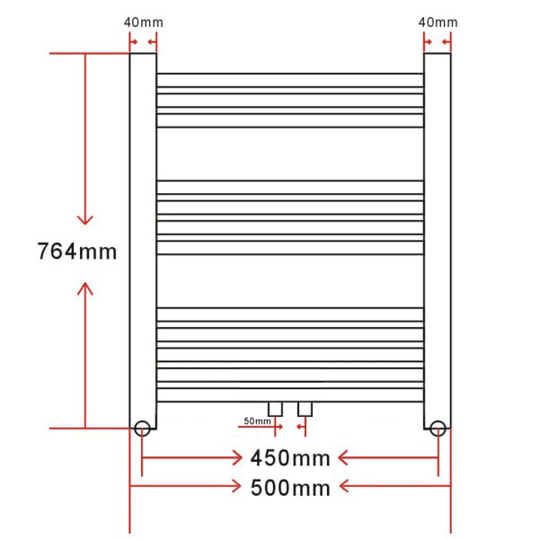 Aquecedor toalhas banheiro curvo 500 x 764 mm conector lateral e centro - Image 9