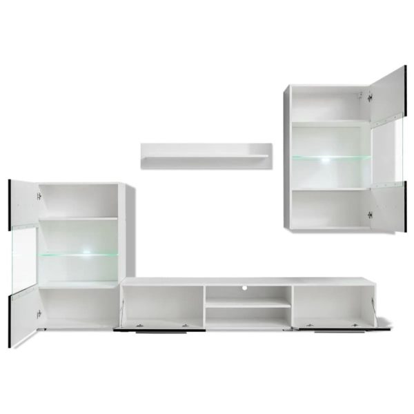 Armários de parede para TV com luz LED, 5 pcs, preto - Image 2