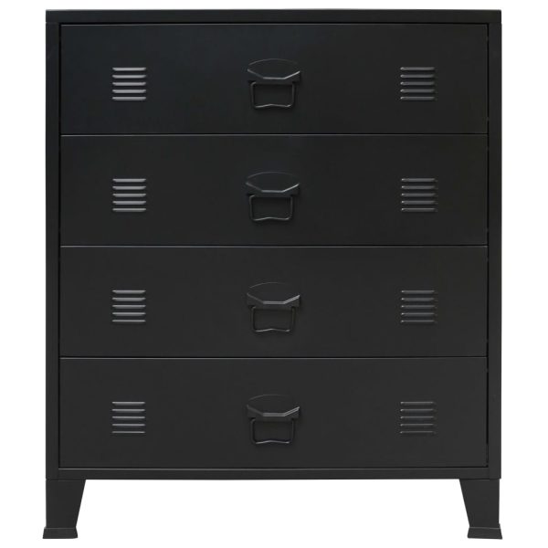 Armário de gavetas em metal estilo industrial 78x40x93 cm preto - Image 2