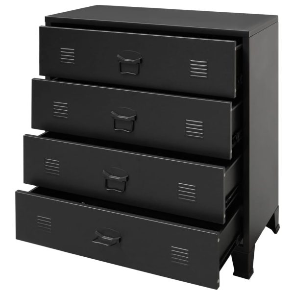 Armário de gavetas em metal estilo industrial 78x40x93 cm preto - Image 3