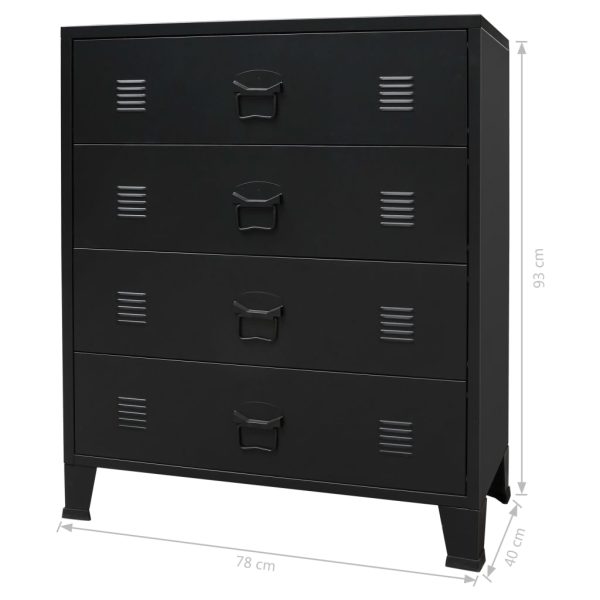 Armário de gavetas em metal estilo industrial 78x40x93 cm preto - Image 9