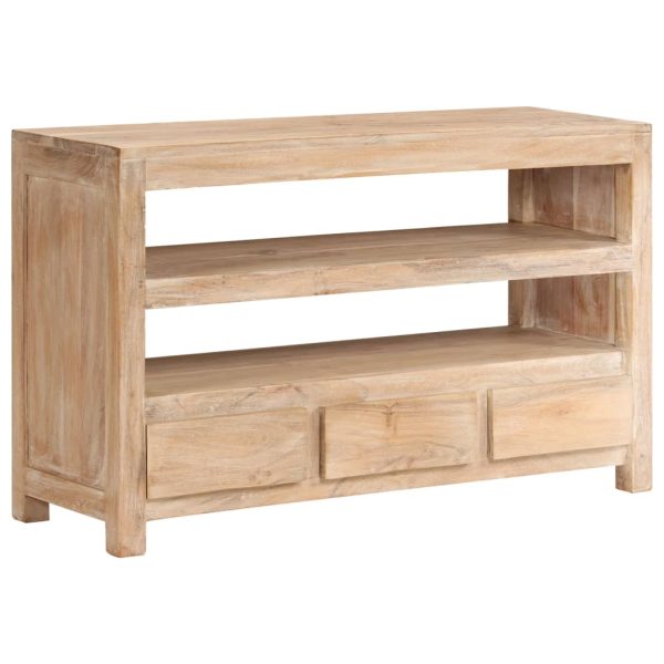 Móvel TV madeira de acácia maciça 90x30x55 cm castanho claro - Image 7
