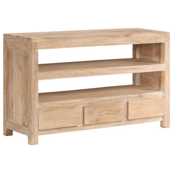 Móvel TV madeira de acácia maciça 90x30x55 cm castanho claro - Image 8