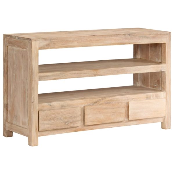 Móvel TV madeira de acácia maciça 90x30x55 cm castanho claro - Image 9
