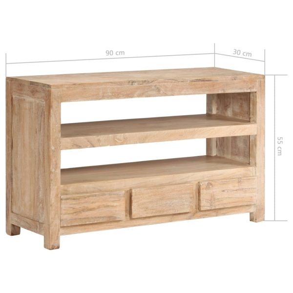 Móvel TV madeira de acácia maciça 90x30x55 cm castanho claro - Image 10