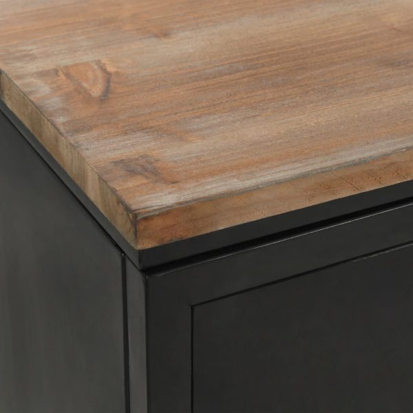 Secretária pedestal duplo madeira abeto maciça aço 120x50x76cm - Image 9