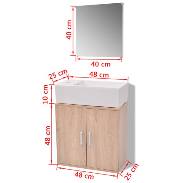 Móveis casa de banho 3 pçs e conjunto de bacia bege - Image 9