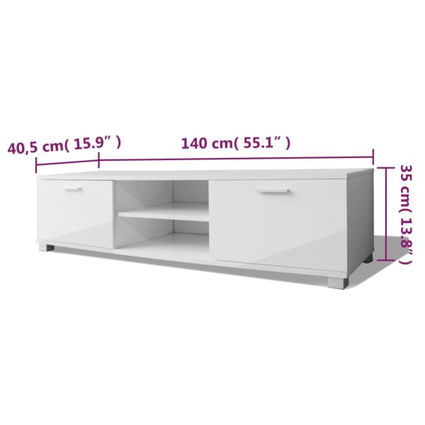 Móvel de TV 140x40,5x35 cm branco brilhante - Image 4