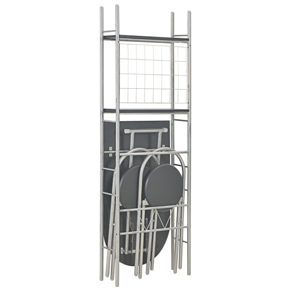 3 pcs conjunto jantar dobrável com prateleira MDF e aço preto - Image 2