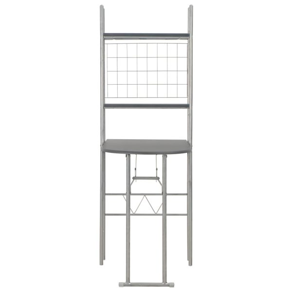 3 pcs conjunto jantar dobrável com prateleira MDF e aço preto - Image 6