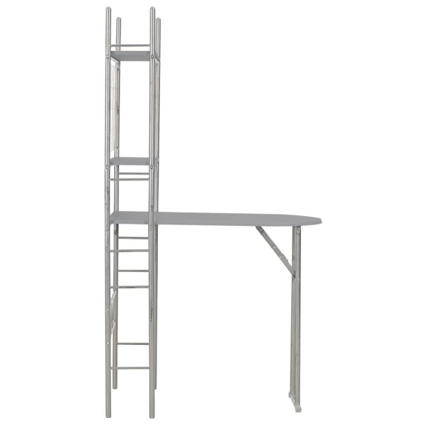 3 pcs conjunto jantar dobrável c/ prateleira MDF e aço cinzento - Image 5