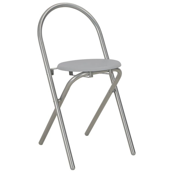 3 pcs conjunto jantar dobrável c/ prateleira MDF e aço cinzento - Image 9